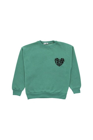 Kız Çocuk 3 İplik Şardonlu-arkası Baskılı Sweatshirt 12-16 Yaş 12396 Su Yeşili