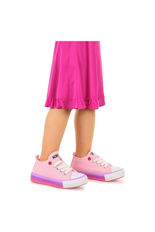 Kiko Kids Tinna Bağcıklı Kız Bebek Keten Spor Ayakkabı Pembe