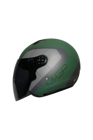 Motoanl Motosiklet Cargo Yarım Cam Ce Sertifikalı Abs Material Kapalı Kask Yeşil