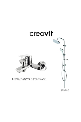 Creavit Luna LN2500 Banyo Bataryası + SH640 Oval Tepe Duş Sistemi Krom