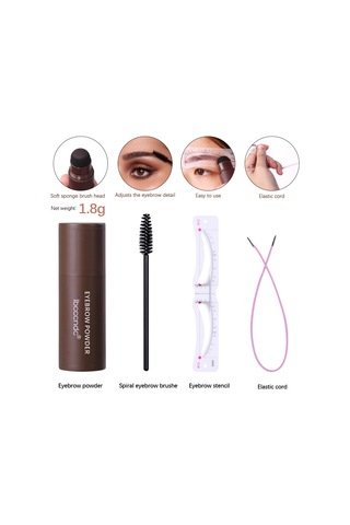 Yifomall Kaş Şablonu Seti - 12 Adet Kalıp Ve 2 Fırça İle Kalıcı Su Geçirmez Kaş Makyajı Koyu Kahverengi