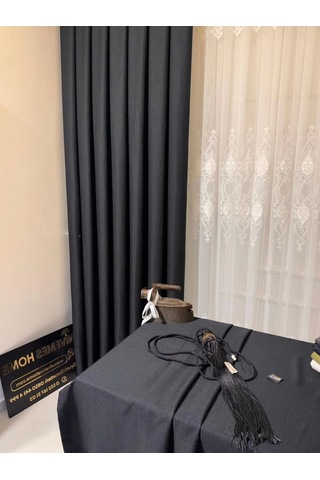 Nivemeshome Roma Keten 1/3 Sık Pileli Antrasit Fon Perde Apm Antrasit