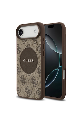 Apple Uyumlu iPhone 17 Air Kılıf Guess Lisanslı M-safeli Yazı Logolu Circle Classic Kapak Kahverengi Kahverengi