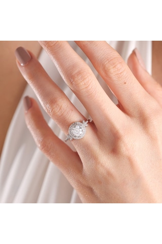 Beyaz Altın Tektaş Yüzük Lava Form 527159828