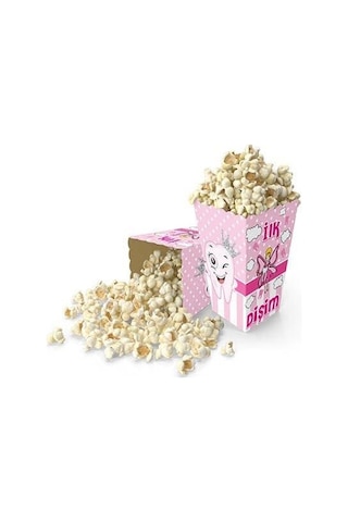 8 Adet - Mısır Kutusu Popcorn Diş Partisi Kız Pembe Diş Buğdayı Parti Seti