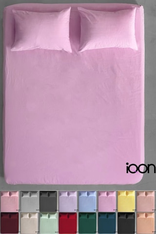 İqon Ranforce Dokuma Lastikli Çarşaf Takımı Tek Kişilik - 21 Renk Pembe