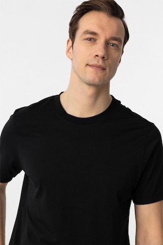 Siyah Regular Düz Bisiklet Yaka Tişört-38574 Siyah