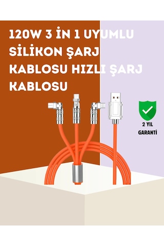 120 W Hızlı Çözüm Sunan 3'ü 1 Usb Şarj Kablosu Sağlam Gövde