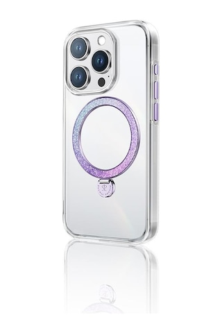 Apple Uyumlu iPhone 15 Pro Kılıf Magsafe Şarj Özellikli Standlı Pynana Dancing Streamer Serisi Kapak - Mor