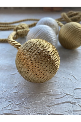 Modern Sarım 4 Toplu Braçol Kornişe Takmatik Ipli Tavan Perde Aksesuarı Gold Krem