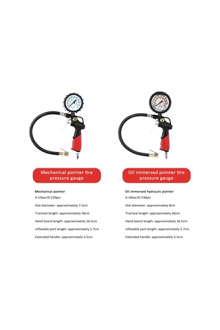 Mufunye Mekanik İmleçlü Lastik Basınç Ölçer - Yüksek Hassasiyetli Şişirici Kafa, Basınç Kontrol Aleti