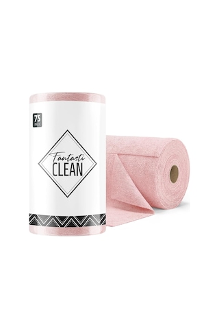 Çok Amaçlı Rulo Mikrofiber Temizlik Bezi 30x30 75 Yapraklı Pembe Pembe