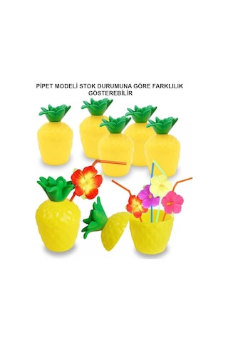Ananas Hawaii Luau Aloha Pipetli İçecek Kabı Bardak 10x13 Cm 1 Adet 11