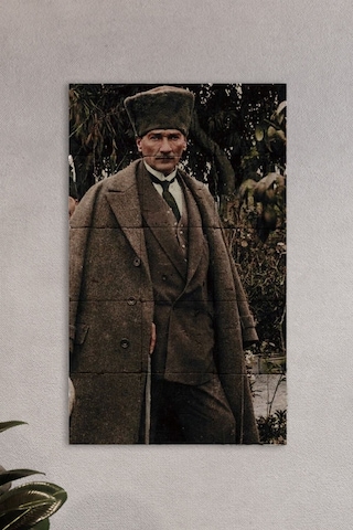 Atatürk Baskılı Doğal Taş Tablo - Duvar Dekoru 30x50cm