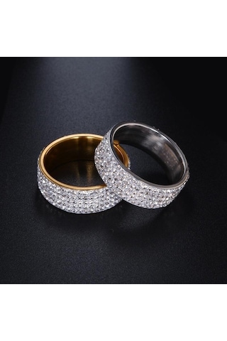 Moda Parıldayan Yüzük Paslanmaz Çelik Alyanslar Arı Gümüş