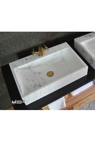 Afyon Grili Beyaz Batarya Çıkışlı Kare Lavabo