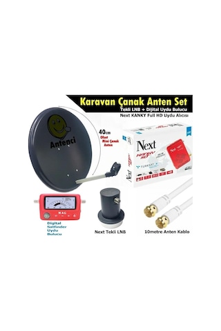 Antenci 40cm Karavan Çanak Anten Seti +next Hd Uydu Alıcısı +mag Dijital Uydu Bulucu