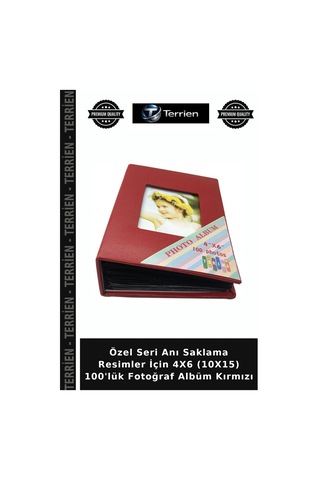 Özel Seri Anı Saklama Resimler İçin 4x6 10x15 100'lük Fotoğraf Albüm Kırmızı