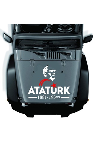 Atatürk Ve Ay Yıldız Sticker - Atatürk Yazısı Araba Oto Motosiklet Karavan Sticker - 00621 50x39 Cm