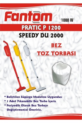 X-Bag Fantom Speedy DU 2000 Süpürge Bez Filtre Torbası 5 Adet