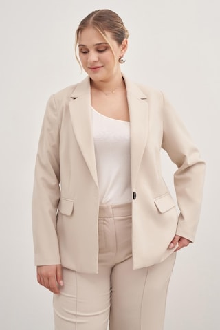 Astarlı Tek Düğmeli Blazer-1758-krem Krem