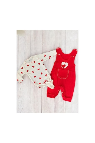 Nafitto Baby&junior Nafitto Kalpli Kız Bebek Tulum Kırmızı Kırmızı