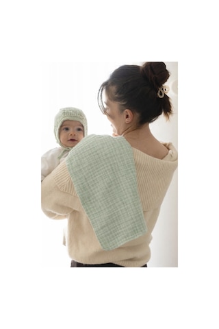 Zeypba 4 Katlı Müslin 4'lü Bebek Omuz Örtüsü 25x50cm Bebek Ağız Mendili %100 Pamuk Yeşil