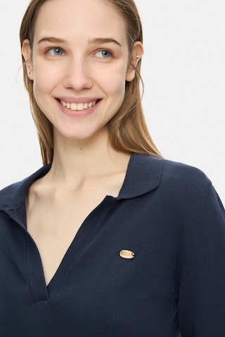 Ucla Irene Lacivert Polo Yaka Triko Metal Logolu Standard Fit Kadın Triko Lacivert