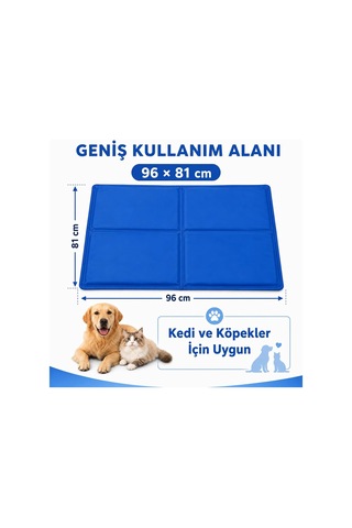 Kedi Ve Köpek Serinletici Matı - 96 X 81 Cm Basınçla Etkinleşen Jel Dolgulu Soğutucu Minder - Katlanabilir Taşınabilir Evcil Hayvan Yatağı - Ev Araç Kafes Kulübe Seyahat İçin - Mavi