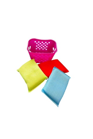 3'lü Sepetli Bulaşık Süngeri Renkli