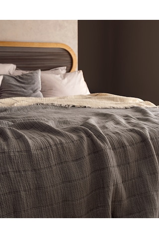 Madame Coco Carolines Tek Kişilik Pamuklu Yatak Örtüsü - Gri 8684427188125 Gri