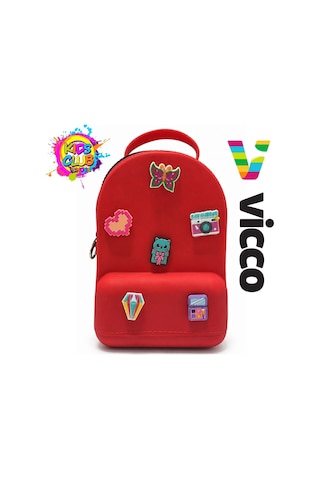 Vicco Pvc Mini Boy Çocuk Plaj Çantası Kreş Çantası Sırt Çantası Okul Çantası Unisex Çanta Kırmızı