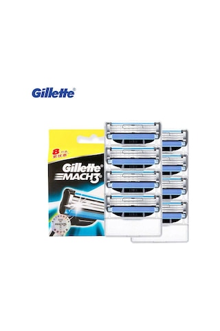 Gillette Mach3 Erkek Yüz Tıraş Bıçağı Güvenli Mach 3 Tıraş Yüz Jilet 8 Adet Manuel Sakal Tıraş Bıçağı