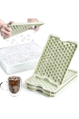 Valletta Pumo Vanilya 124 Bölmeli Kapaklı Küre Buz Kalıbı Vanilya