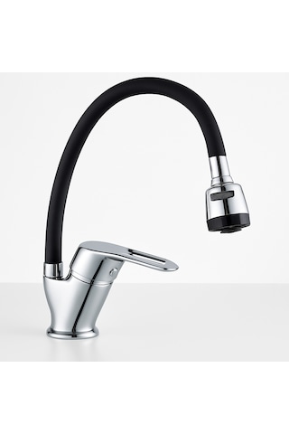 Spiral Başlıklı Evye Mutak Bataryası Su Tasarruflu Musluk