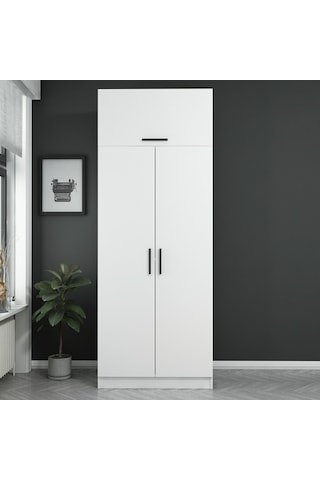 Kale 2 Kapaklı Zincir Dolap-yüklük - Beyaz 255cm