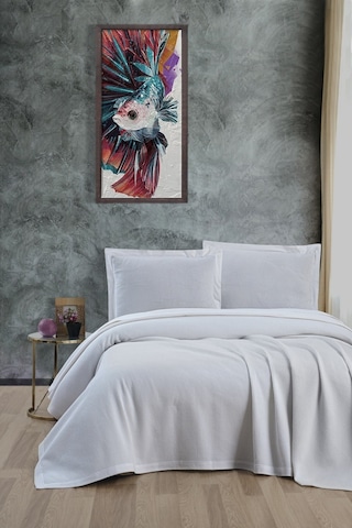 Mulberry Klimalı Pike %100 Pamuk Petekli Pike Dörtmevsim Pike Tek Kişilik 170 x 240 Beyaz