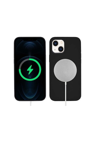 Apple Uyumlu iPhone 13 Kılıf Zore Silksafe Wireless Kapak Siyah