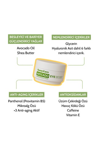 Sassycare Avocado Eye Boost Nemlendirici Göz Kremi 25 Ml
