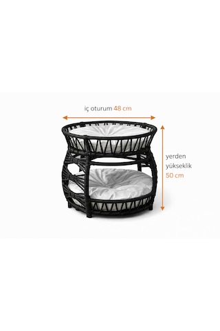 Galaxy Çift Katlı Kedi Yatağı Modern Rattan Tasarım, Yumuşak Minderli, İç Mekan Kedi Evi
