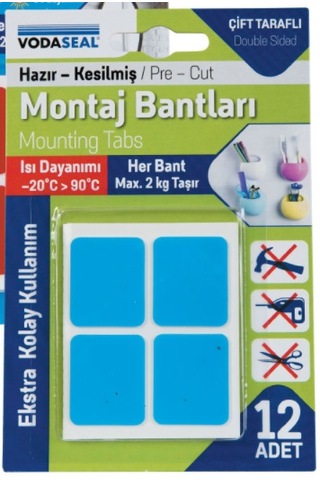Vodaseal Çift Taraflı Montaj Bandı 12'li Beyaz