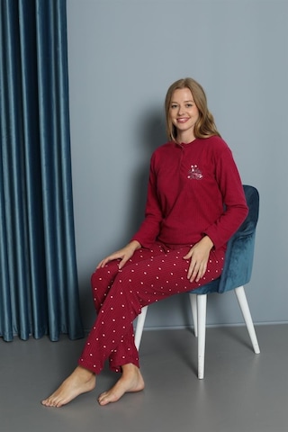 Yeni Sezon Sonbahar/kış Kadın Welsoft Yuvarlak Yaka Düz Desen Kalın Polar Pijama Takımı 30009-fuşya Fuşya