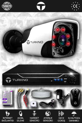 Turkno 1 Kameralı Pania 1 Dış Kamera Set HDD'siz Full HD Gece Görüşlü Güvenlik Kamerası Sistemi