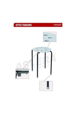 Asvera Otto Metal Ayaklı Mutfak Ve Balkon Taburesi - İstiflenebilir Portatif Modern Tabure Diğer