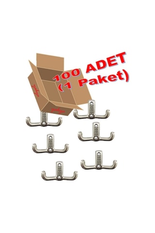 100 Adet Metal Vestiyer Askısı - Nikel Saten, Dayanıklı, Kolay Montaj, Elbise Ve Mobilya Askılığı Nikel