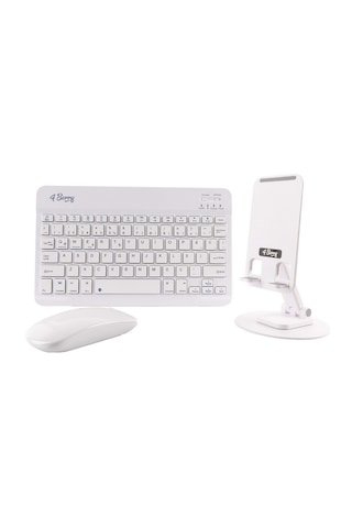 Kablosuz Klavye Mouse & Stand Seti + Ayarlanabilir Telefon Standı