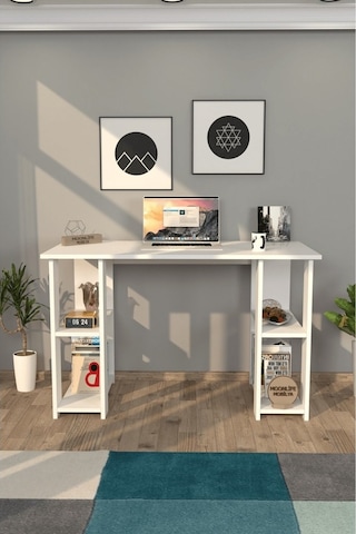 Moonlife Hipo Kitaplıklı Çalışma Masası Beyaz