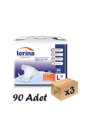 Lorina Tekstil Yüzeyli Bel Bantlı Yetişkin Hasta Bezi L 30'Lu 3 Paket 90 Adet