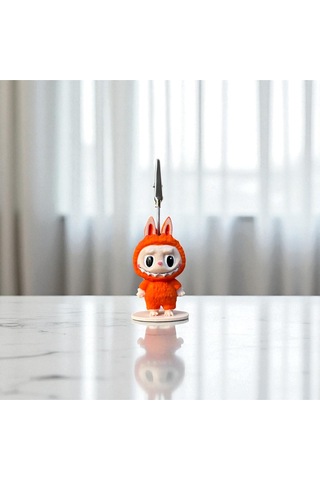 Dekoratif Sevimli Labubu Notluk - Kağıt Tutacağı - Fotoğraf Tutacak Turuncu