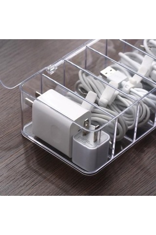 Pazly Ev Kullanımı Toz Geçirmez Kablo Organizatörü, Çoklu Izgaralı, Plastik Güç Şeridi Tel Kutusu L